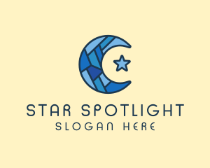 Blue Arabic Moon Star logo design