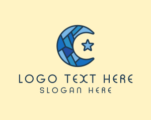 Moslem - Blue Arabic Moon Star logo design
