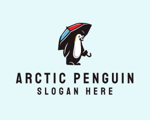 Umbrella Penguin Animal  logo design