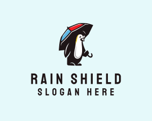 Umbrella Penguin Animal  logo design