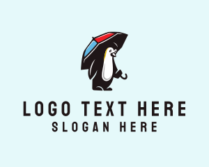 Sad - Umbrella Penguin Animal logo design