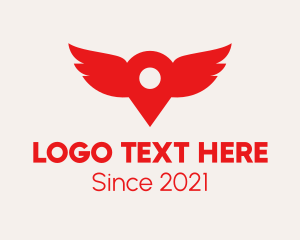Location Pin - Tracker App Wings logo design