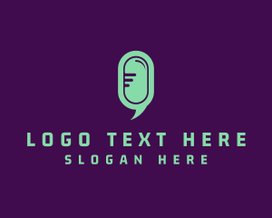 Emcee - Microphone Podcast Letter O logo design