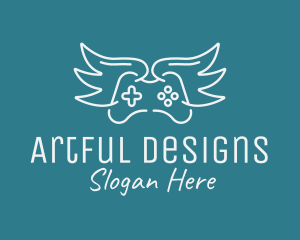 Winged Gamer Joystick  logo design