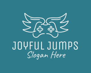 Winged Gamer Joystick  logo design