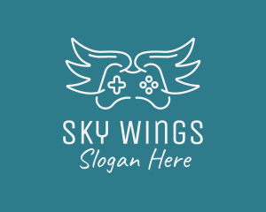 Winged Gamer Joystick  logo design
