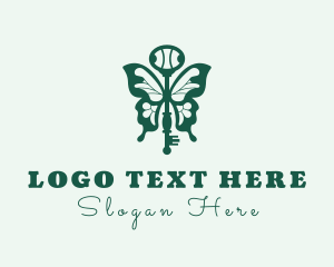 Insect - Green Butterfly Key logo design