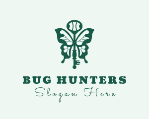 Entomology - Green Butterfly Key logo design