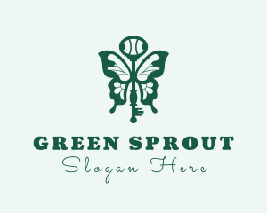 Green Butterfly Key logo design