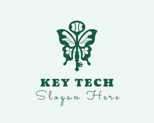 Green Butterfly Key logo design