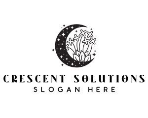 Crescent - Crescent Moon Flower logo design