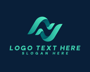 Professional Wave Startup Letter N logo design