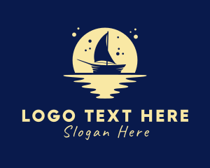 Night - Sailing Boat Moon logo design