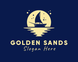 Sailing Boat Moon logo design