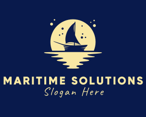 Naval - Sailing Boat Moon logo design