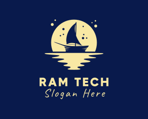 Sailing Boat Moon logo design