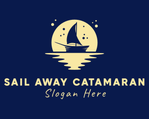 Sailing Boat Moon logo design