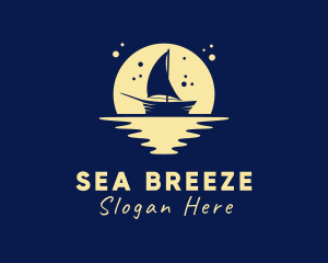 Boat - Sailing Boat Moon logo design