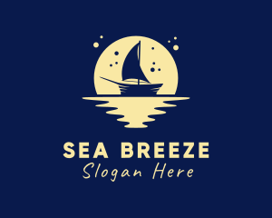 Sailing Boat Moon logo design