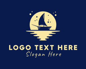 Boat - Sailing Boat Moon logo design