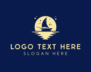 Sailing Boat Moon logo design