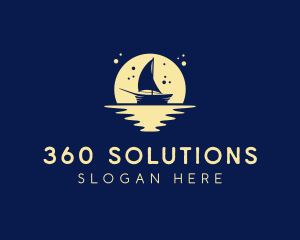 Sailing Boat Moon logo design