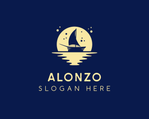 Sailing Boat Moon logo design