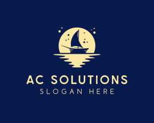 Sailing Boat Moon logo design