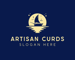 Sailing Boat Moon logo design