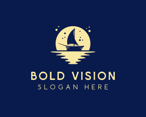 Sailing Boat Moon logo design