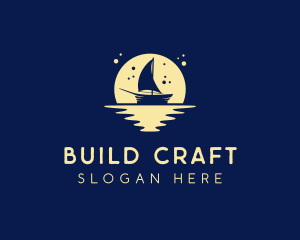 Sailing Boat Moon logo design