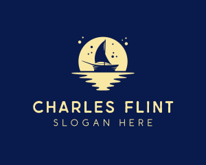 Sailing Boat Moon logo design