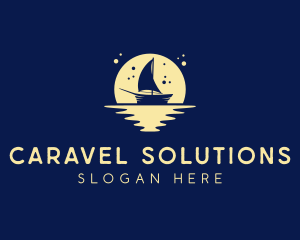 Sailing Boat Moon logo design