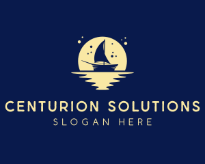 Sailing Boat Moon logo design