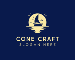 Sailing Boat Moon logo design