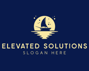 Sailing Boat Moon logo design