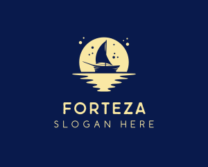 Sailing Boat Moon logo design