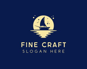 Sailing Boat Moon logo design