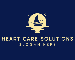 Sailing Boat Moon logo design