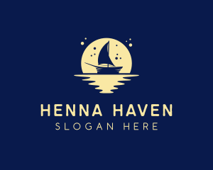 Sailing Boat Moon logo design