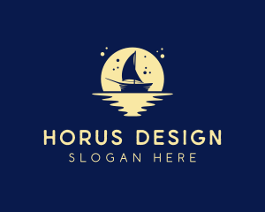 Sailing Boat Moon logo design