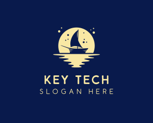 Sailing Boat Moon logo design