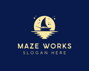 Sailing Boat Moon logo design