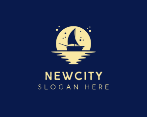 Sailing Boat Moon logo design