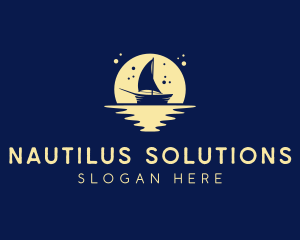 Sailing Boat Moon logo design