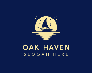 Sailing Boat Moon logo design