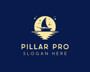 Sailing Boat Moon logo design