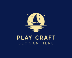 Sailing Boat Moon logo design