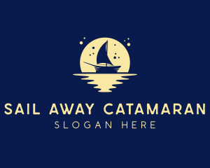 Sailing Boat Moon logo design