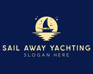 Sailing Boat Moon logo design